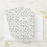 Add Your Name | Cute Alpaca &amp; Cactus Pattern Pocket Folder