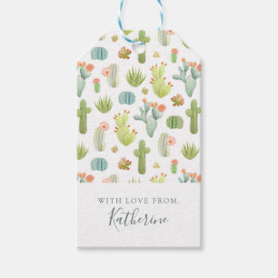 Add Your Name   Cute Cactus Standing Pattern Gift Tags