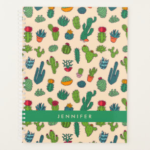 Add Your Name   Cute Cactus Standing Pattern Planner