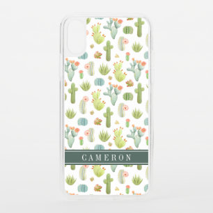 Add Your Name Cute Cactus Standing Pattern iPhone XS Case