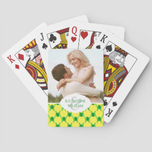 Add Your Name Cute Cartoon Frogs Poker Cards