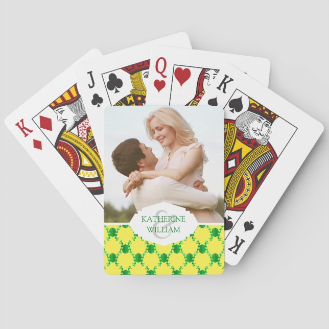 Add Your Name | Cute Cartoon Frogs Poker Cards (Back)
