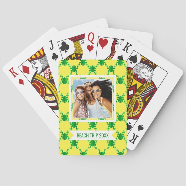 Add Your Name | Cute Cartoon Frogs Poker Cards (Back)