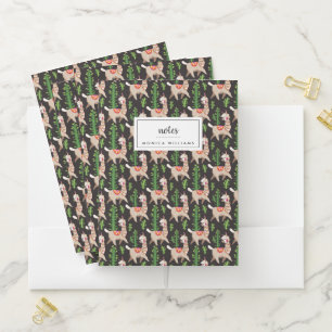 Add Your Name   Cute Decorated Llamas Pattern Pocket Folder
