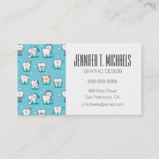 Add Your Name | Cute Dental Pattern Business Card