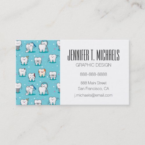 Add Your Name  Cute Dental Pattern Business Card