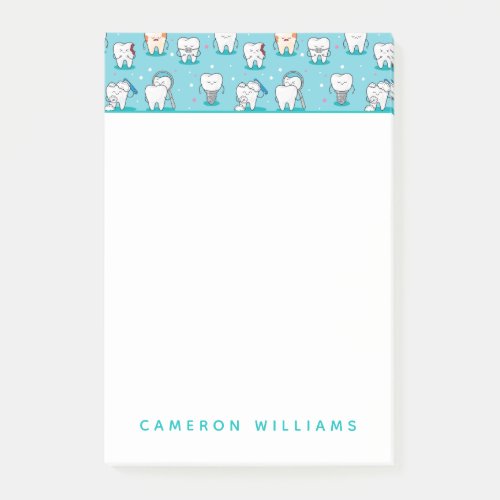 Add Your Name  Cute Dental Pattern Post_it Notes