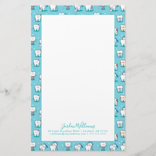 Add Your Name  Cute Dental Pattern Stationery