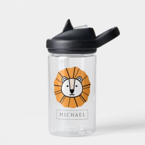 ADD YOUR NAME  Cute Doodle Lion Water Bottle