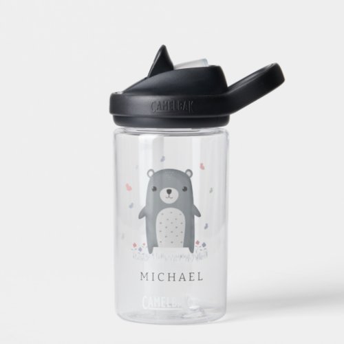 ADD YOUR NAME  Cute Gray Bear Water Bottle