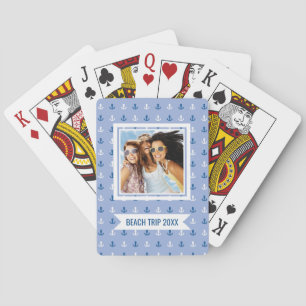 Add Your Name   Cute Little Anchor Pattern Poker Cards