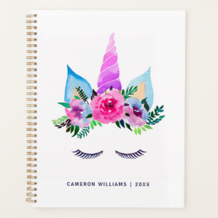 Add Your Name Cute Magical Unicorn Face Planner