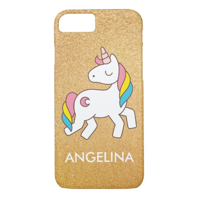 Add Your Name Cute Magical Unicorn Personalized Case-Mate iPhone Case (Back)