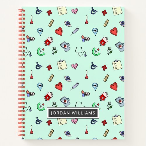 Add Your Name  Cute Medical Icon Pattern Notebook