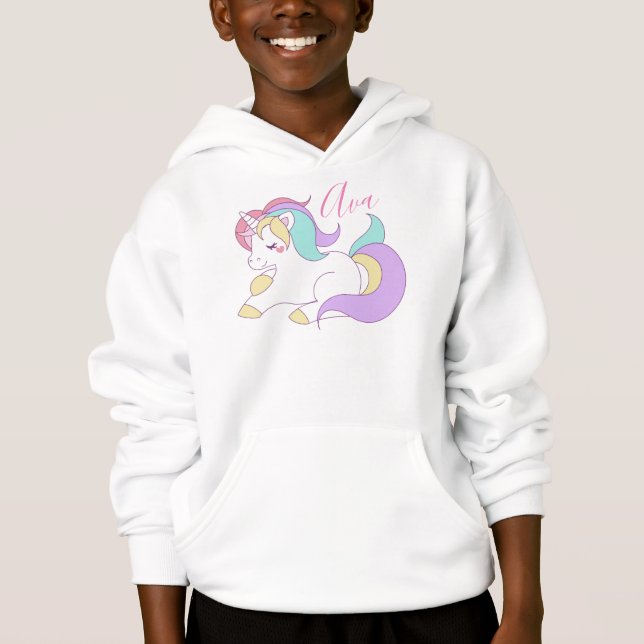 Add Your Name Cute Unicorn Hoodie (Front)