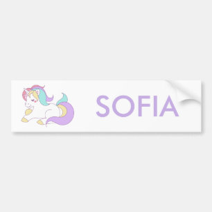 add Your Name Cute Unicorn Personalized Bumper Sticker