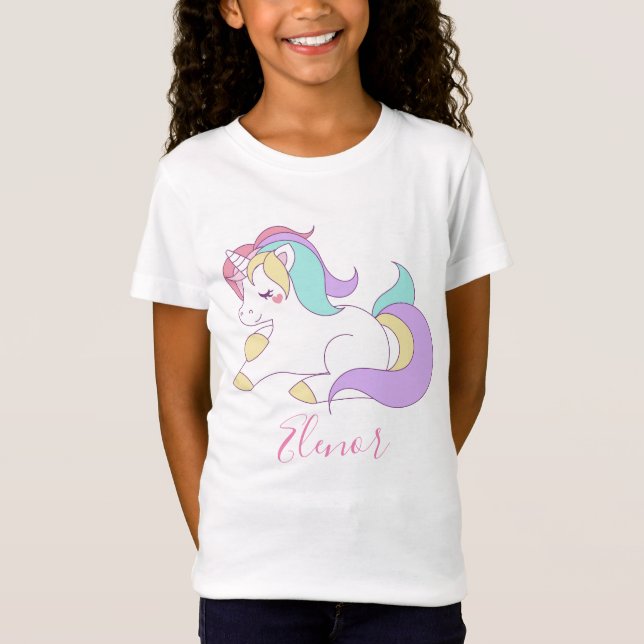Add Your Name Cute Unicorn T-Shirt (Front)