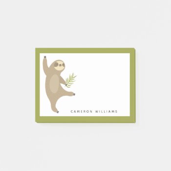 Add Your Name | Dancing Sloth | Why Not? Post-it Notes by cuteoverload at Zazzle