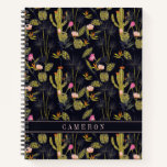 Add Your Name | Dark Summer Night Cactus Pattern Notebook