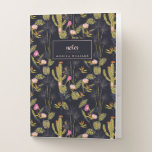 Add Your Name | Dark Summer Night Cactus Pattern Pocket Folder
