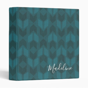 Add Your Name Dark Teal Pattern 3 Ring Binder