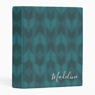 Add Your Name   Dark Teal Pattern Mini Binder