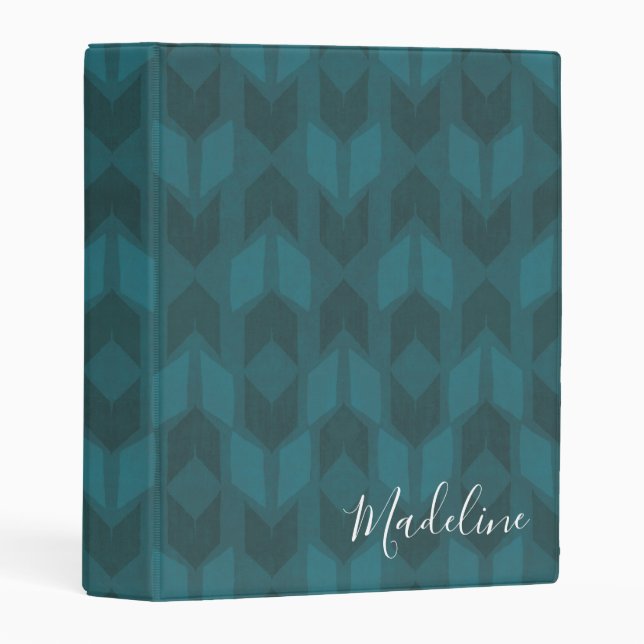 Add Your Name | Dark Teal Pattern Mini Binder (Front/Spine)