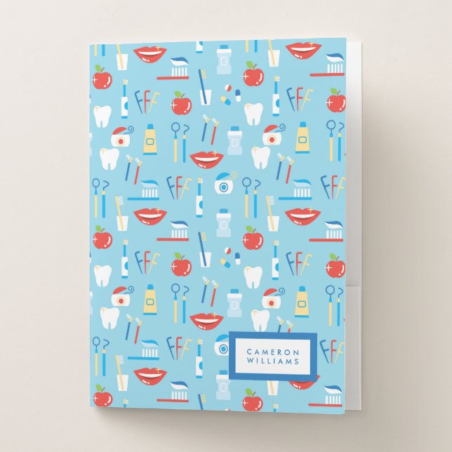 Add Your Name | Dental Blue Pattern Pocket Folder (Front)