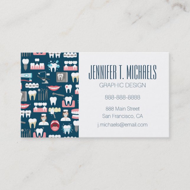 Add Your Name | Dental Clinic Office Pattern Business Card (Front)