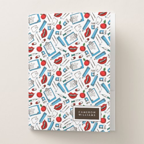 Add Your Name  Dental Office Pattern Pocket Folder