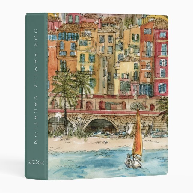 Add Your Name | Destinations | Watercolor Beach & Mini Binder (Front/Spine)