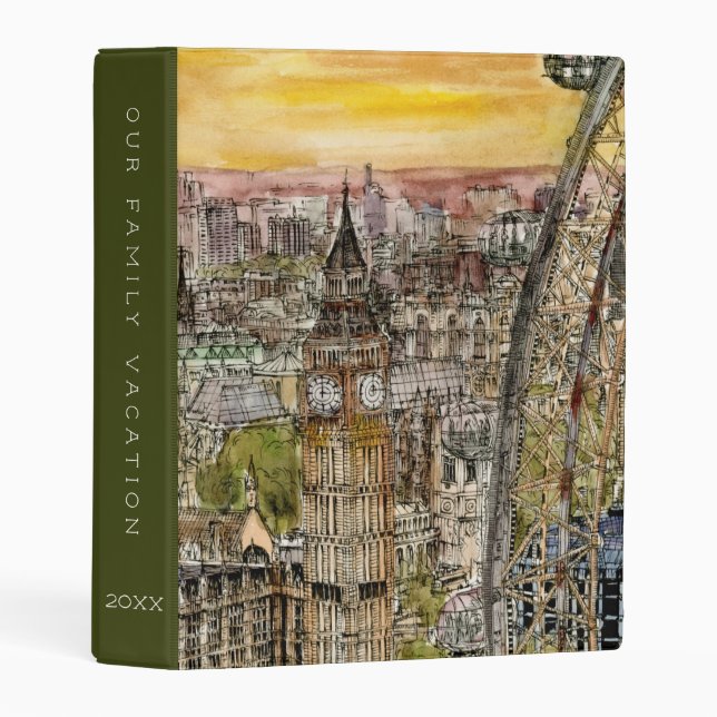 Add Your Name | Destinations | Watercolor Big Ben Mini Binder (Front/Spine)