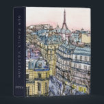 Add Your Name | Destinations | Watercolor Eiffel T Mini Binder<br><div class="desc">A picturesque watercolor and ink design created by the gifted Melissa Wang. This illustration depicts an urban landscape of the city of Paris with the iconic Eiffel Tower standing tall in the top tier of the piece overlooking the city. This cultural icon is usually depicted front and center of an...</div>