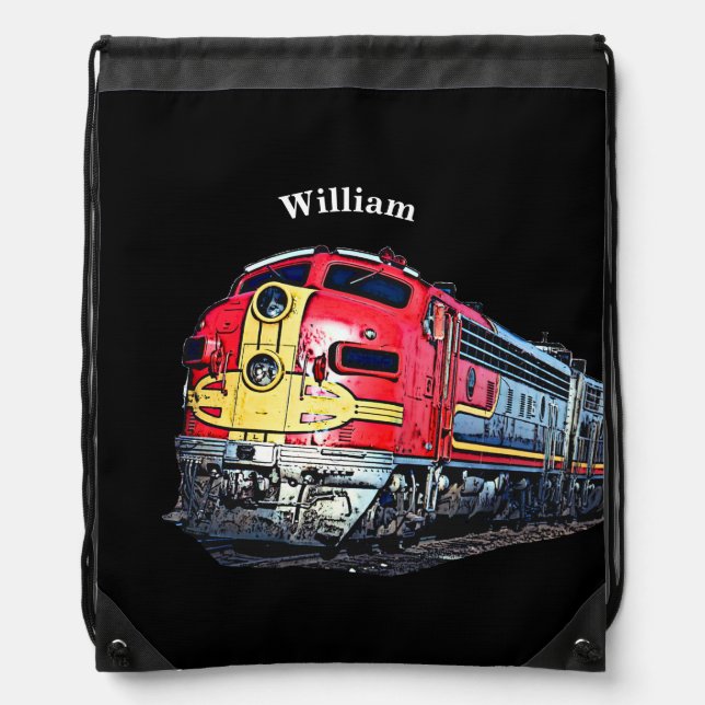Add Your Name - Diesel Locomotive Drawstring Bag (Front)