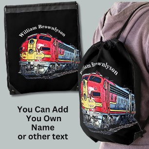 Add Your Name - Diesel Locomotive Drawstring Bag