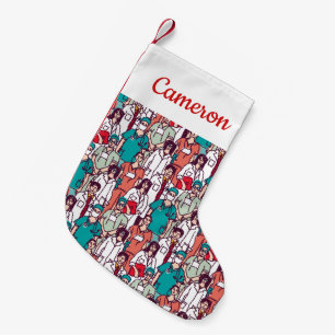 Add Your Name Doctor & Surgeon Pattern Small Christmas Stocking