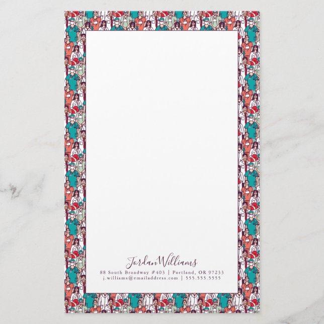Add Your Name | Doctor & Surgeon Pattern Stationery (Front)