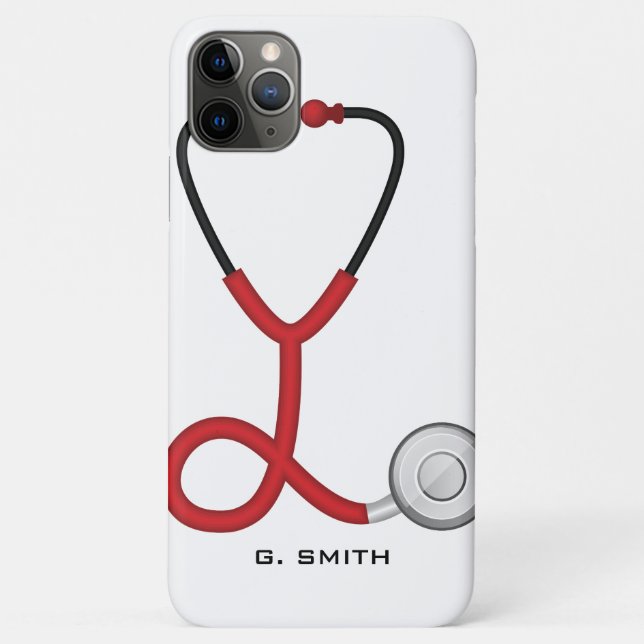 Add Your Name | Doctors Nurses Medical Stethoscope Case-Mate iPhone Case (Back)