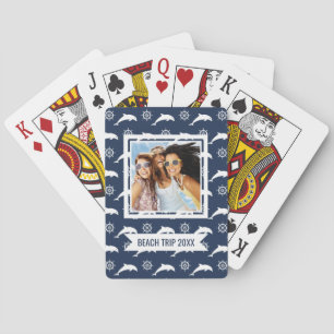 Add Your Name   Dolphins On Parade Pattern Poker Cards