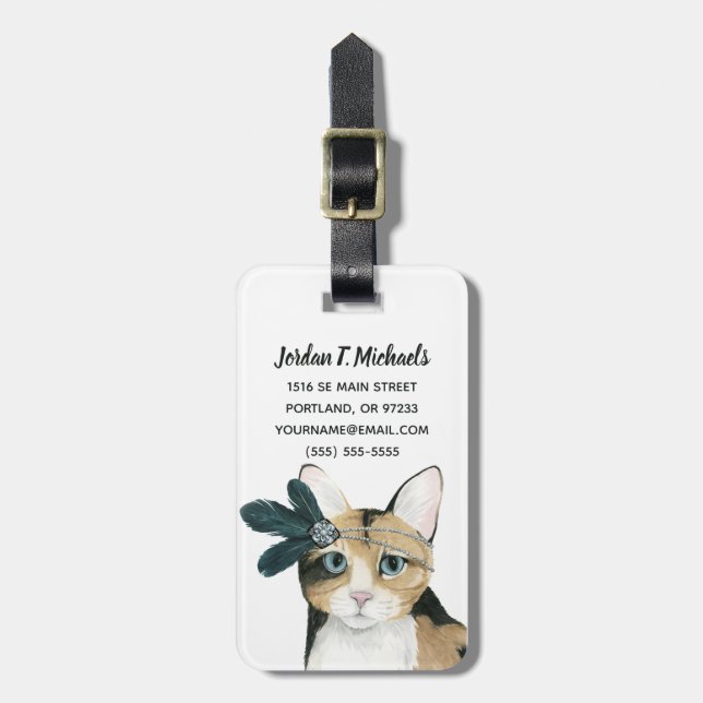 Add Your Name | Downton Cat Luggage Tag (Front Vertical)