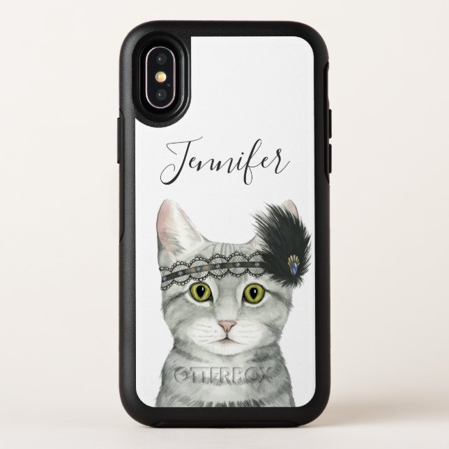 Add Your Name | Downton Cat Otterbox iPhone Case (Back)