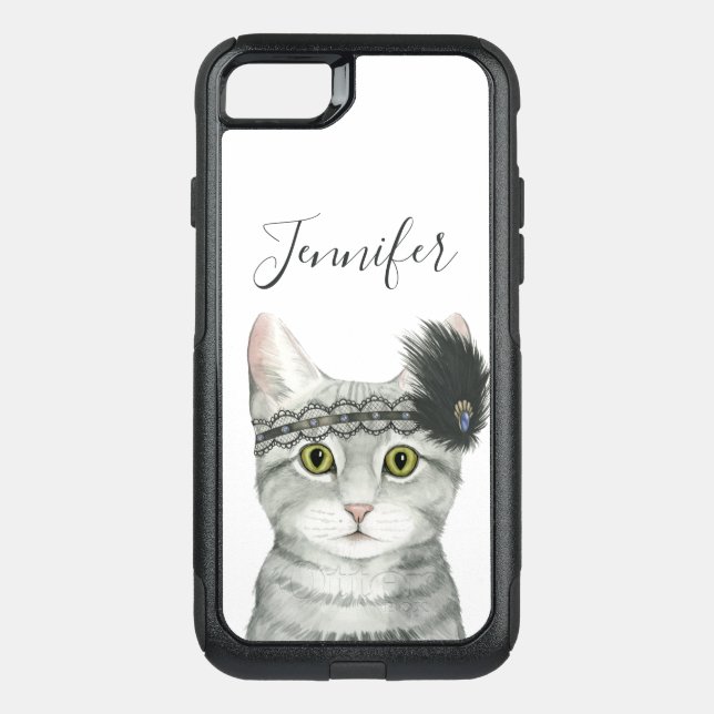 Add Your Name | Downton Cat Otterbox iPhone Case (Back)