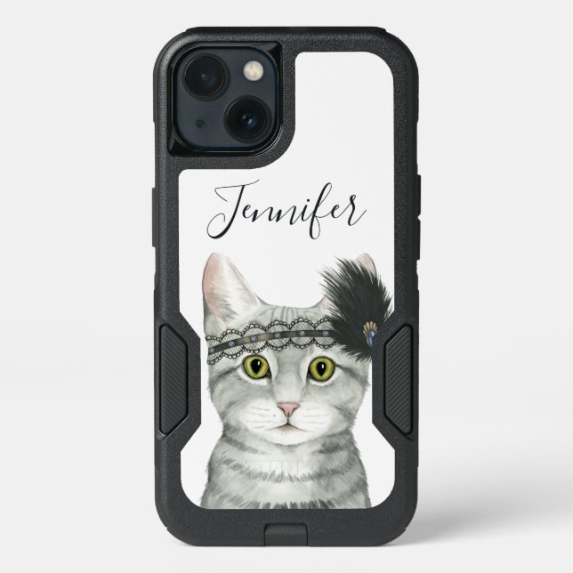 Add Your Name | Downton Cat Otterbox iPhone Case (Back)