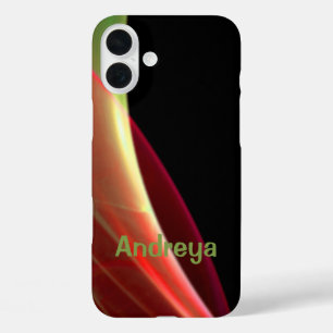 Add Your Name Dreamy Green Red Abstract Sweep iPhone 16 Plus Case