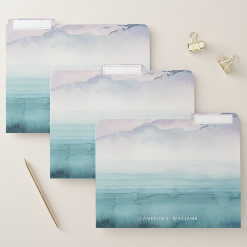 Add Your Name  Dusk on the Bay _ Watercolor File Folder