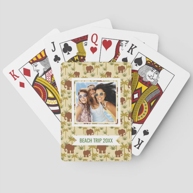 Add Your Name | Elephants And Palms In Camouflage Poker Cards (Back)