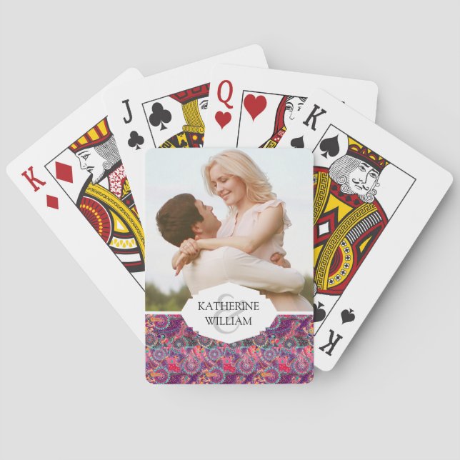 Add Your Name | Ethnic Style Animal Pattern Poker Cards (Back)