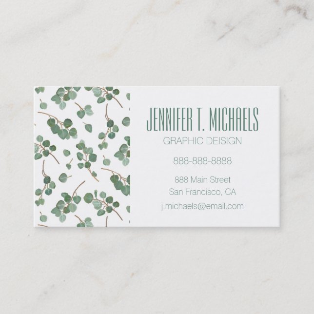 Add Your Name | Eucalyptus Silver Dollar Tree Business Card (Front)