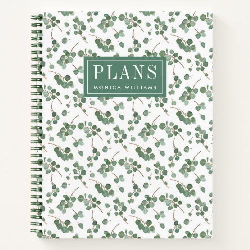 Add Your Name  Eucalyptus Silver Dollar Tree Notebook