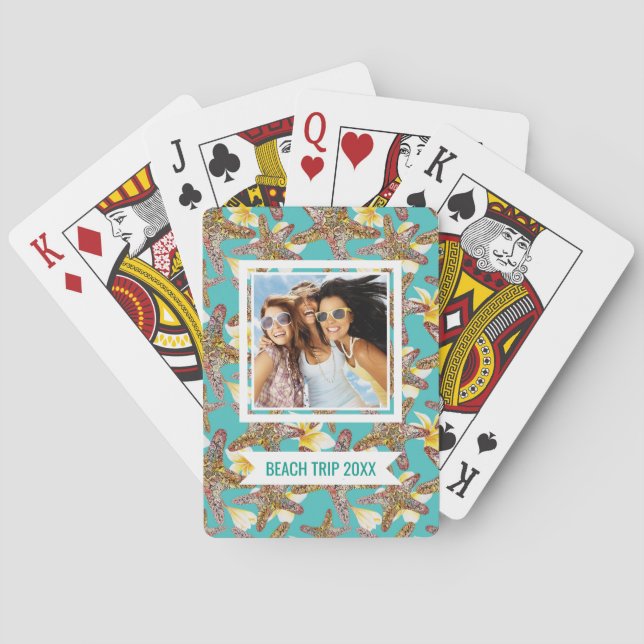 Add Your Name | Fanciful Starfish Pattern Poker Cards (Back)